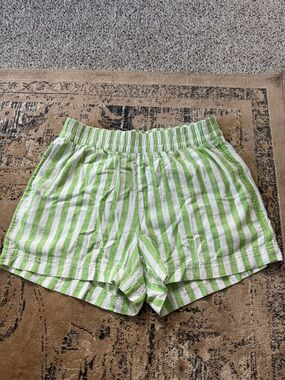 Old Navy Green and White Striped High-Waist Women’s Shorts